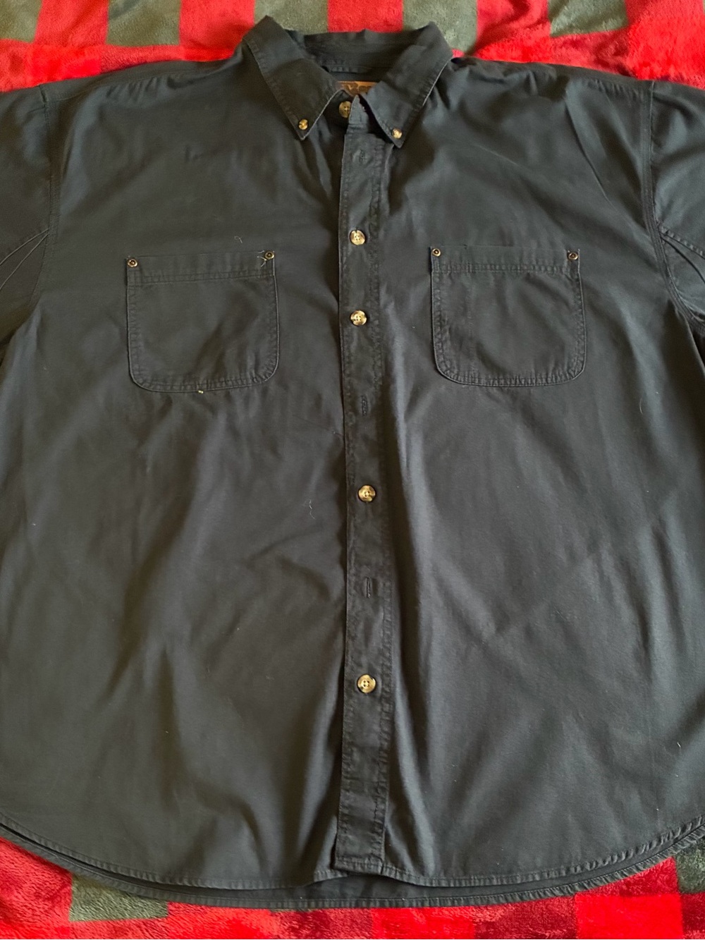 Brazos Men's Black Casual Button-Down Shirt with Dual Chest Pockets